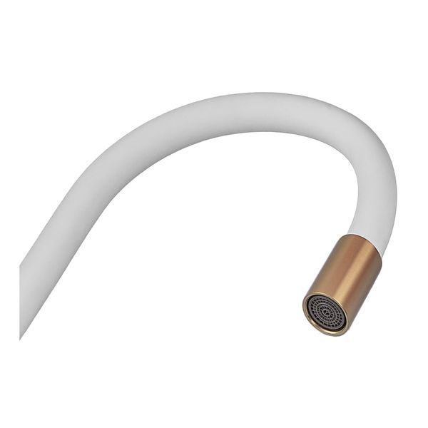Змішувач для кухні Zerix Rex-011 Brushed Gold Refl.White з нерж.сталі (Колір мат.золото+силік.вилив білий) (ZX6134) ZX6134 фото