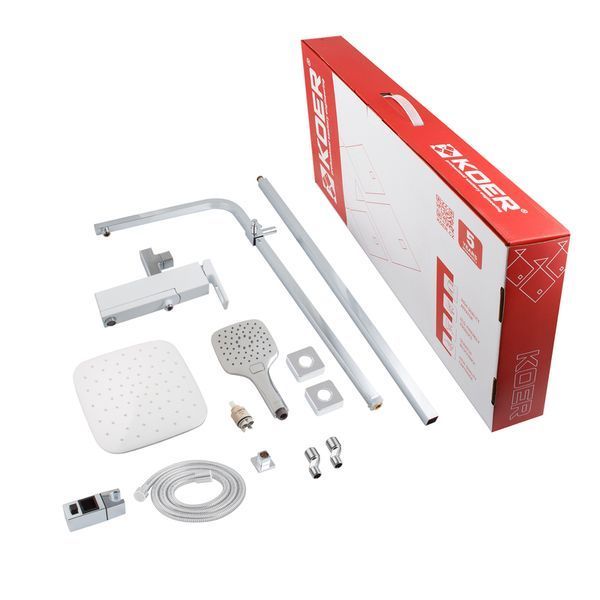 Душевая колонна со смесителем Koer KB-56009-04 3 функции (Цвет хром+белый) (KR5987) KR5987 фото