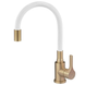 Змішувач для кухні Zerix Rex-011 Brushed Gold Refl.White з нерж.сталі (Колір мат.золото+силік.вилив білий) (ZX6134)