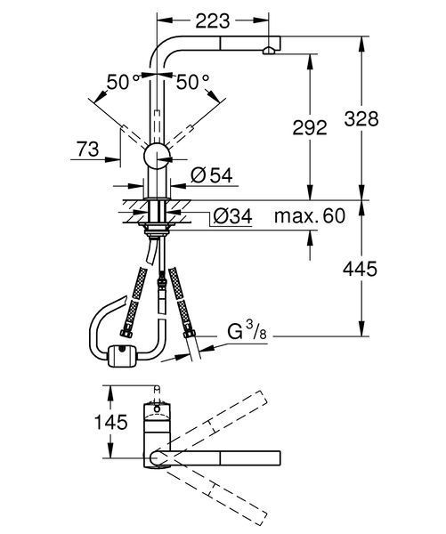 Смеситель для кухни с выдвижным изливом Grohe Minta (32168000) 32168000 фото