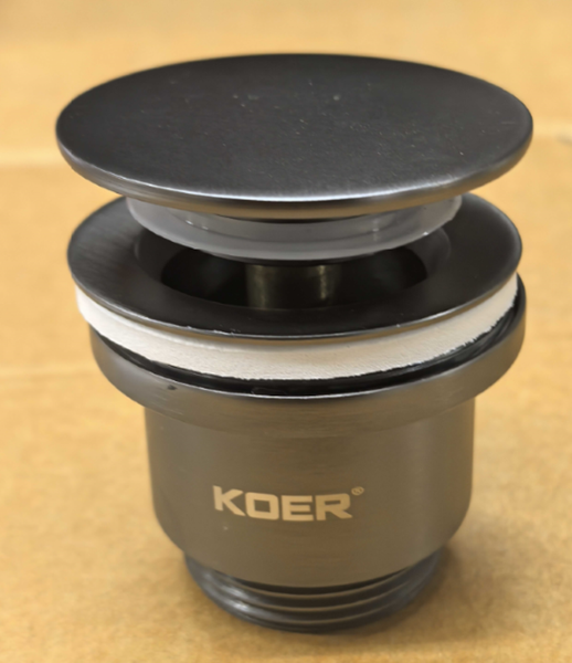 Донний клапан для раковини Koer PW-11-07 1 1/4'' універсальний (з/без перел) СLICK-СLACK (Колір графіт) (KR5793) KR5793 фото