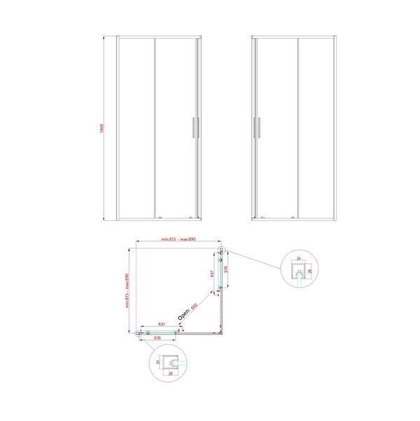 Душевая кабина без поддона Koer SR SC10-90x90x195-TR-07 прозрачное стекло Easy Clean 6мм, графит (KR5944) KR5944 фото