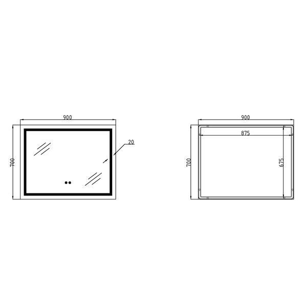 Дзеркало Qtap Mideya (MI1) 900х700 з LED-підсвічуванням Touch, з антизапотіванням, з димером QT2078NCF9070W SD00051749 фото