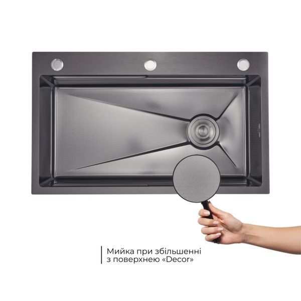 Набор для кухни Lidz: Мойка интегрированная Decor Black PVD Honeycomb 3,0/1,0 мм + Смеситель с гибким изливом Aria (k35) Black SD00057368 фото
