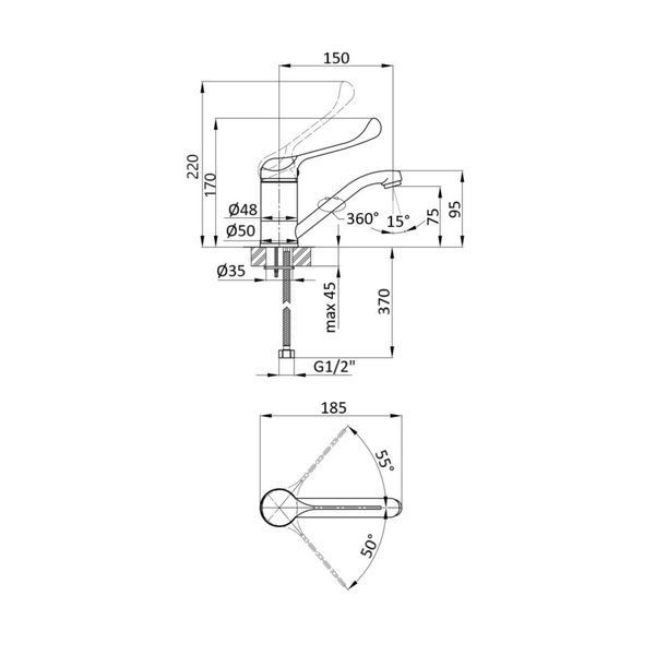 Смеситель для раковины локтевой Lidz Watt 002M с поворотным изливом (k40) LDWAT002MCRM34861 Chrome SD00040965 фото