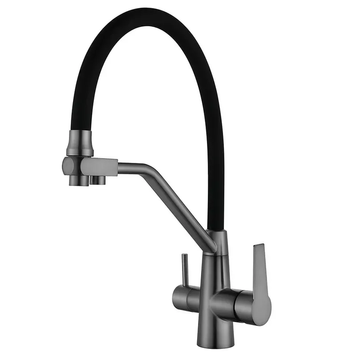 Кухонный смеситель на две воды Mixxus FUL-021 Graphite Refl.Black (нерж. сталь) (MI6115) MI6115 фото