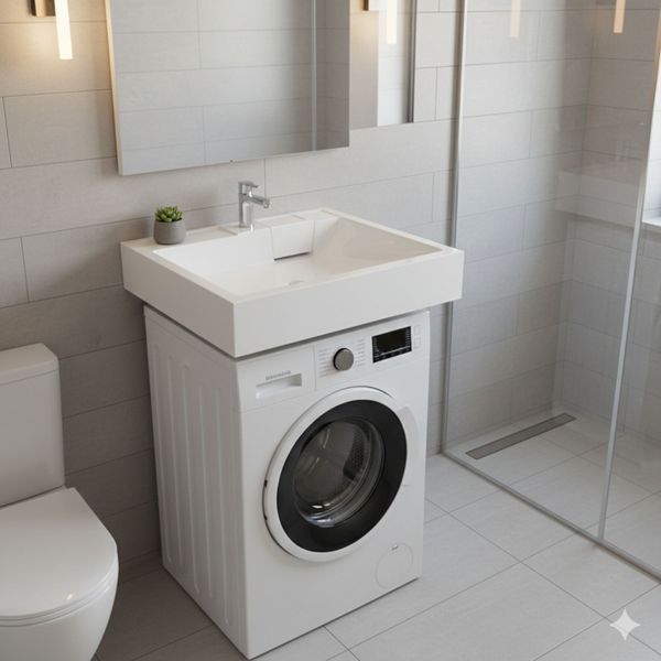 Раковина на пральну машину Qtap Arvin 595x595x115 мм, White QTARV2365WHI48575 SD00054699 фото