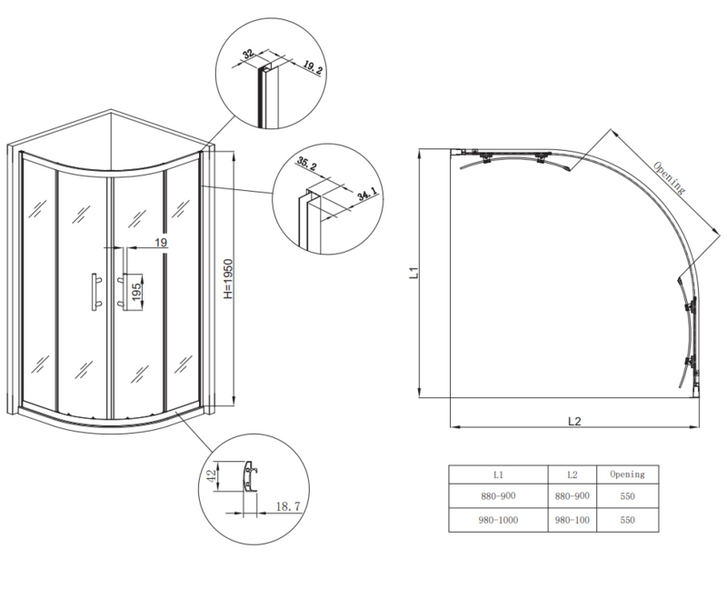 Душова кабіна без піддону Koer SR SC04-100x100x195-TR-01 прозоре скло Easy Clean 5мм, хром (KR5361) KR5361 фото