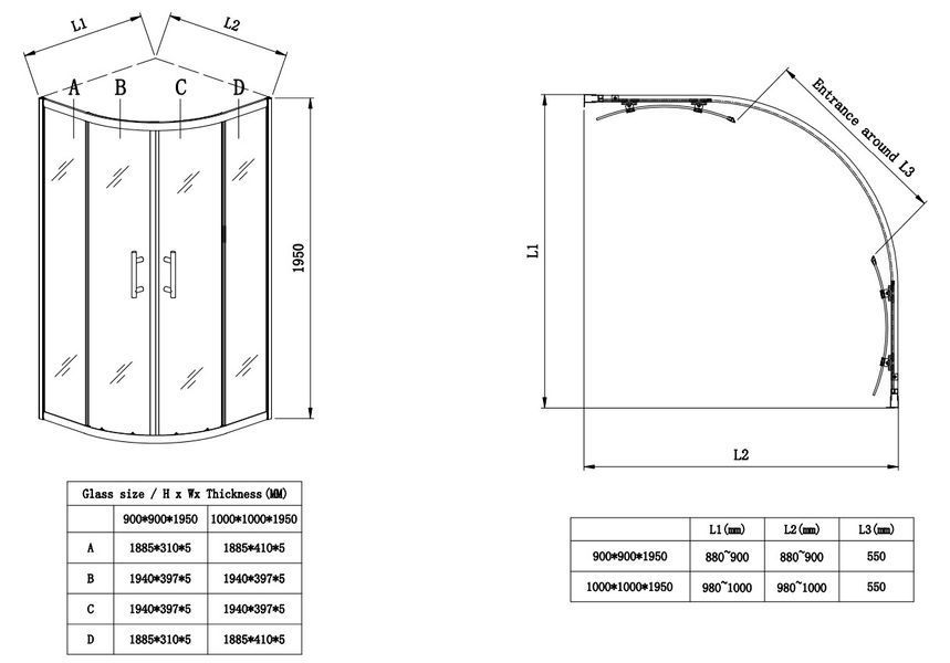 Душова кабіна без піддону Koer SR SC04-100x100x195-TR-01 прозоре скло Easy Clean 5мм, хром (KR5361) KR5361 фото