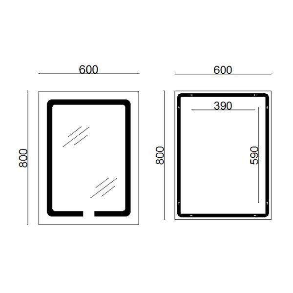 Зеркало Lidz Kubis 600х800 с LED-подсветкой Touch, с антизапотеванием, с диммером, рег. яркости LD78LF9376080 SD00052336 фото