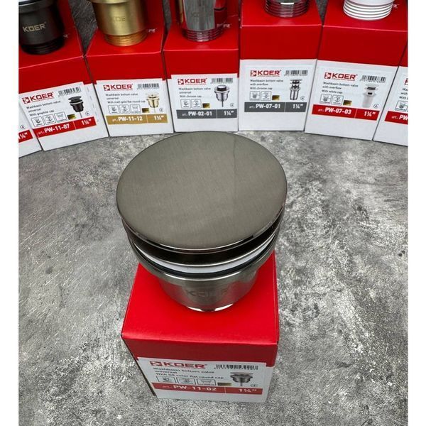 Донный клапан для раковины Koer PW-11-02 1 1/4'' универсальный (с/без перел.) СLICK-СLACK SS COLOR (KR5792) KR5792 фото