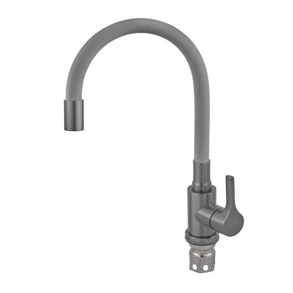 Змішувач для кухні Zerix Rex-011 Graphite Refl.Grey з нерж.сталі (Колір графіт+силік.вилив сірий) (ZX6130) ZX6130 фото