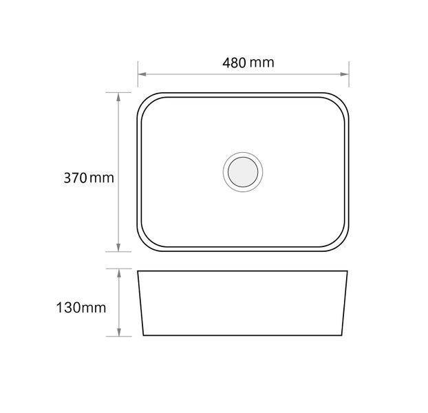 Раковина накладная Mixxus Premium QUADRO-0103 480х370х130mm (MP6514) MP6514 фото