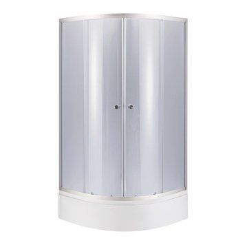 Душова кабіна Latwa SC90x90.SAT.MID.GR полукругла, скло тон. 4 мм + Душовий піддон KAPIELKA ST90x90x26, з панеллю Lidz SD00050782 фото