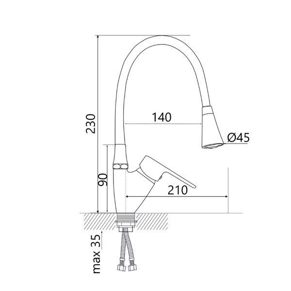 Смеситель для кухни Lidz Tani 007F3 с гибким изливом (k40) LDTAN007F3BCR37649 BCR SD00043752 фото