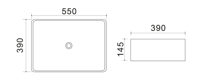 Раковина накладна Mixxus Premium QUADRO-0108 GRAY 550x390x145mm (MP6652) MP6652 фото