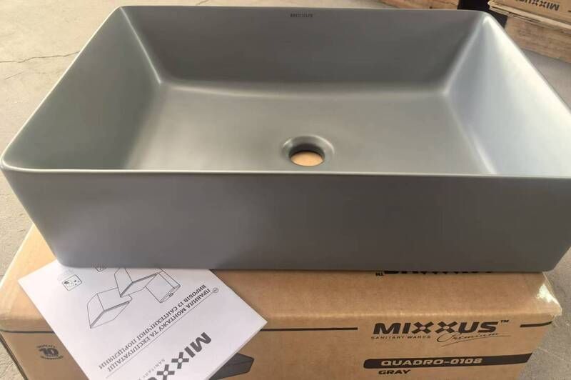 Раковина накладна Mixxus Premium QUADRO-0108 GRAY 550x390x145mm (MP6652) MP6652 фото