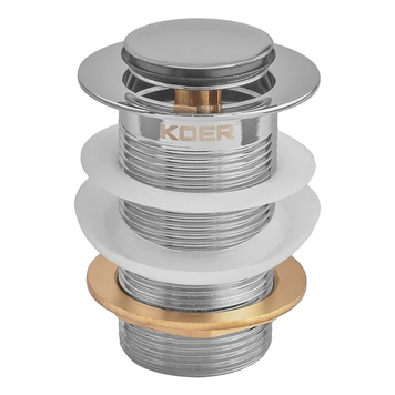 Донный клапан для раковины Koer PW-10-01 1 1/4'' без перелива автоматический СLICK-СLACK (Цвет хром) (KR5797) KR5797 фото