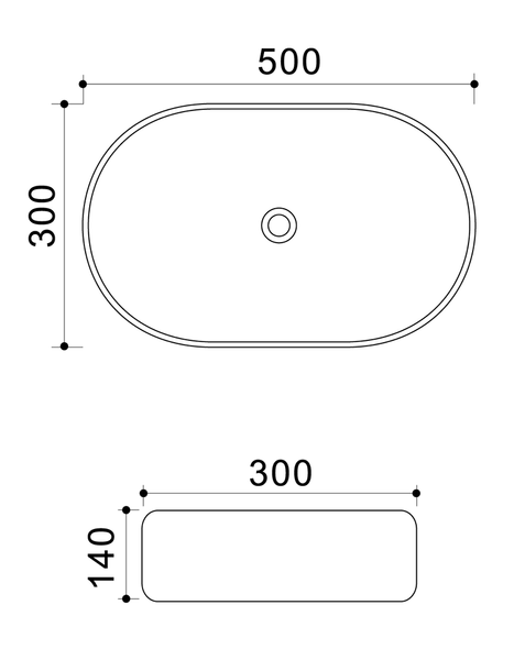 Раковина накладна Mixxus Premium ELLIPSE-0109 GRAY 500x300x140mm (MP6653) MP6653 фото