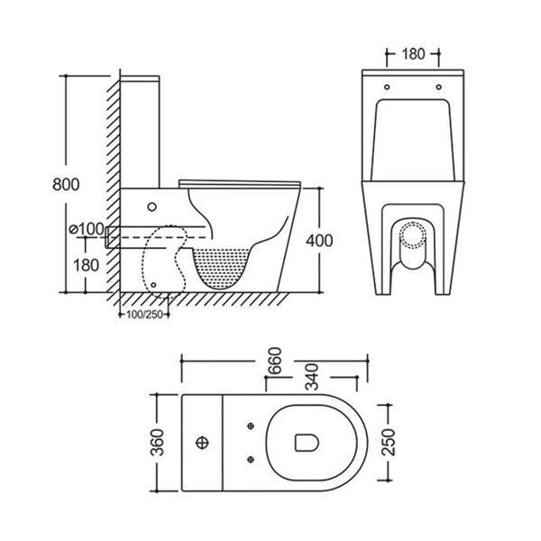 Унітаз-компакт Mixxus BEVEL-0404-T3 660х360х800mm, система змиву TORNADO 3.0 (MI6726) MI6726 фото
