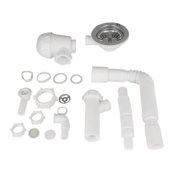 Сифон для кухонной мойки Lidz (WHI) 60 08 E001 01 ECO с круглым переливом (выход 50 мм) SD00042754 фото