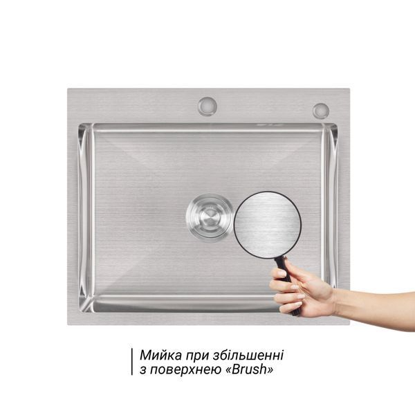 Комплект для кухні Lidz Brushed Steel: Інтегрована мийка H6050 + Змішувач Aria 015F3 Grey з гнучким виливом (LDH6050BRU35371 + LDARI015F3GRE43363) SD475486 фото
