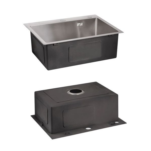 Комплект для кухні Lidz Brushed Steel: Інтегрована мийка H6050 + Змішувач Aria 015F3 Grey з гнучким виливом (LDH6050BRU35371 + LDARI015F3GRE43363) SD475486 фото