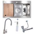 Комплект для кухні Lidz Nickel: Кухонна мийка Handmade H7545 Decor Honeycomb LDH7545DEC48372 + Змішувач з гнучким виливом Aria 015F3 SD496486 фото