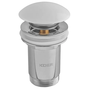 Донный клапан для раковины Koer PW-08-11 1 1/4'' без перелива автоматический СLICK-СLACK (Белая керам.накл) (KR5788) KR5788 фото