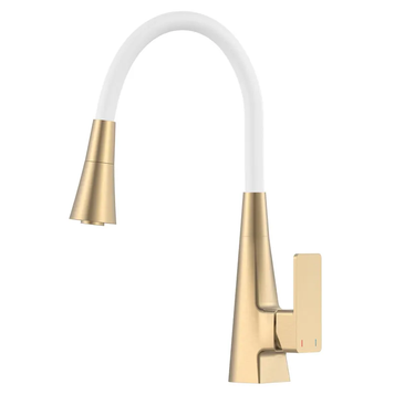 Змішувач для кухні Mixxus Etna 014-T (NUT) Brushed Gold Refl.White (Матове золото+силіконовий вилив білий) (MI8423) MI8423 фото