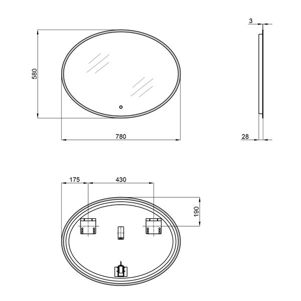 Зеркало Qtap Virgo 780х580 с LED-подсветкой Touch, диммер, рег. яркости QT18783502W SD00045746 фото