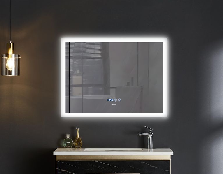 Дзеркало Mixxus FLAT MR04-100x80 з Led Touch, Anti-fog, димером, регулятором яскравості, годинником (MI6927) MI6927 фото