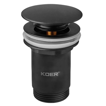 Донный клапан для раковины Koer PW-08-05 1 1/4'' без перелива автоматический СLICK-СLACK (Цвет черный) (KR5789) KR5789 фото