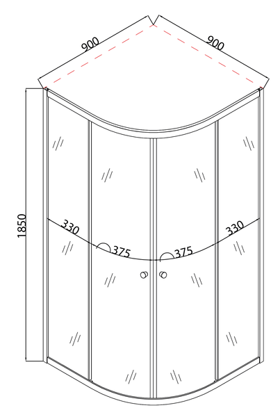 Душова кабіна без піддону Mixxus PLAIN SC01-90x90x185-TR CHROME прозоре скло 4мм (MI6899) MI6899 фото