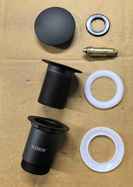 Донний клапан для раковини Koer PW-08-05 1 1/4'' без переливу автоматичний СLICK-СLACK (Колір чорн) (KR5789) KR5789 фото