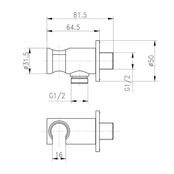 Подключение с держателем для шланга Qtap Spojeni округлое QTCRMBH030 Chrome SD00035718 фото