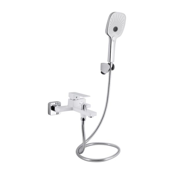 Змішувач для ванни Qtap Gemini (з душовим гарнітуром) QTGEM259CRW45683 Chrome/White SD00051807 фото