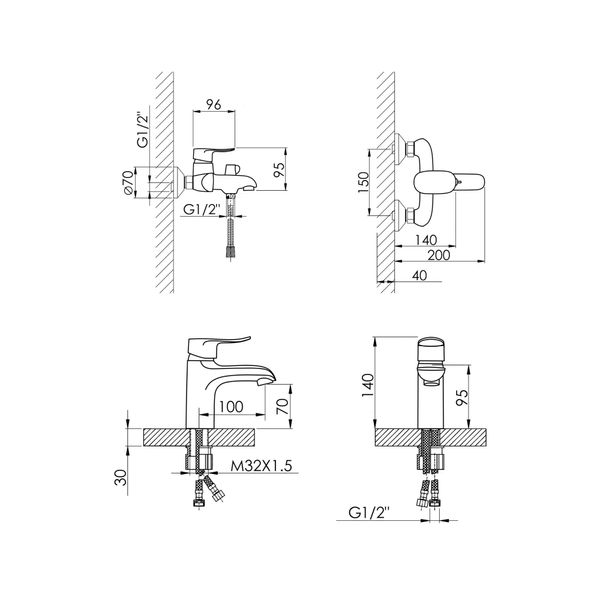 Набор смесителей Wieza 001 + Wieza 006 Chrome SD00052489 фото