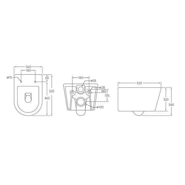 Унитаз подвесной Mixxus BEVEL-0302-R 520x360x365mm, система смыва RIMLESS (MI6709) MI6709 фото
