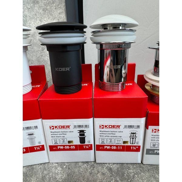 Донний клапан для раковини Koer PW-08-05 1 1/4'' без переливу автоматичний СLICK-СLACK (Колір чорн) (KR5789) KR5789 фото
