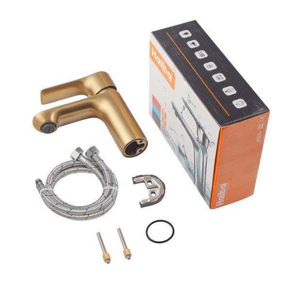 Змішувач для умивальника Haiba Milano 001 BRUSHED GOLD (HB9619) HB9619 фото