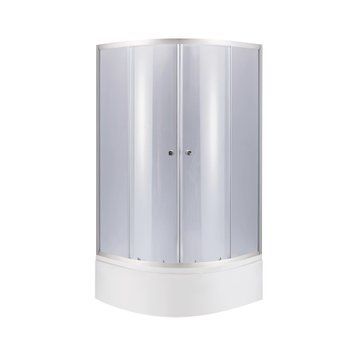 Душова кабіна Latwa SC80x80.SAT.HIGH.GR полукругла, скло тон. 4 мм + Душовий піддон KAPIELKA ST80x80x41, з панеллю Lidz SD00050786 фото