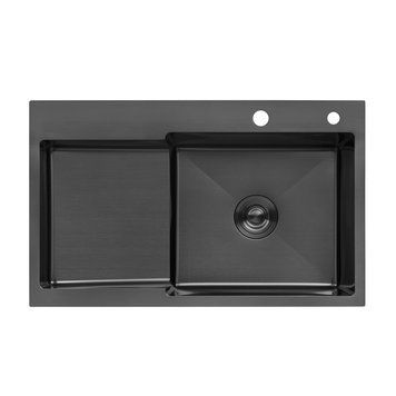 Кухонна мийка Kroner KRP Schwarze - 7848RHM PVD (3.0/1.0 мм) CV030024 фото