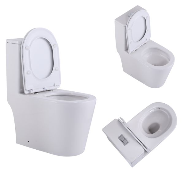 Унітаз-моноблок підлоговий Qtap Swan Ultra Quiet безобідковий з сидінням Soft-close WHITE QT16226080AW SD00052582 фото