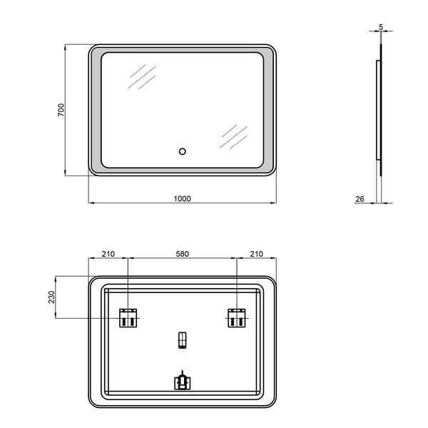 Зеркало Qtap Leo 1000х700 с LED-подсветкой Touch, диммер, рег. яркости QT1178141870100W SD00045754 фото