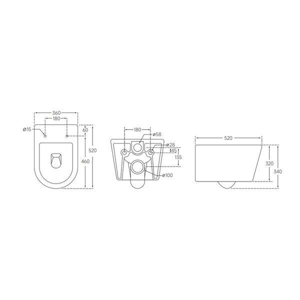 Унітаз підвісний Mixxus BEVEL-0302-T3 520x360x365mm, система змиву TORNADO 3.0 (MI6705) MI6705 фото