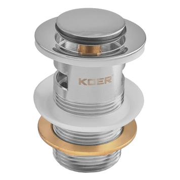 Донный клапан для раковины Koer PW-09-01 1 1/4'' с переливом автоматический СLICK-СLACK (Цвет хром) (KR5796) KR5796 фото