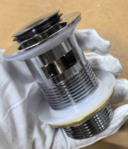 Донный клапан для раковины Koer PW-09-01 1 1/4'' с переливом автоматический СLICK-СLACK (Цвет хром) (KR5796) KR5796 фото