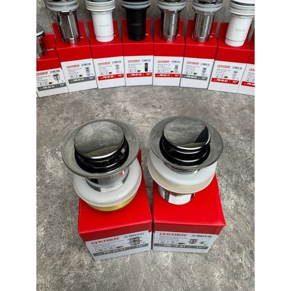 Донный клапан для раковины Koer PW-09-01 1 1/4'' с переливом автоматический СLICK-СLACK (Цвет хром) (KR5796) KR5796 фото