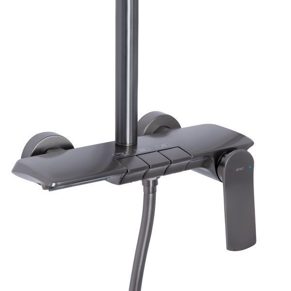 Душова система універсальна Qtap Slavonice з водоспадом QTSLA111GMB45905 Gunmetal Black PVD, латунь, графіт SD00052029 фото